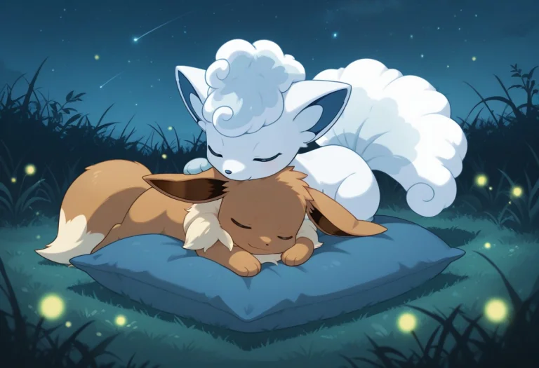 Alolan Vulpix, Eevee, Pokemon, Duo, Full Body, Closed Eyes,...