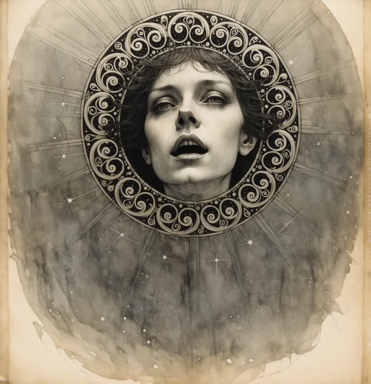 Bradhamel Art Style A Classical Charcoal Drawing On Cream Pa...