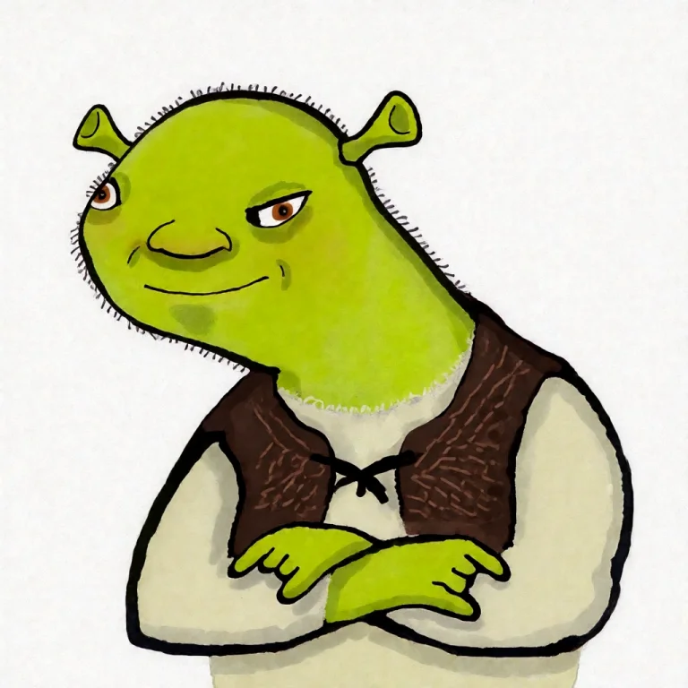 Cartoon-style Illustration Of Shrek In Spudimun Pose.