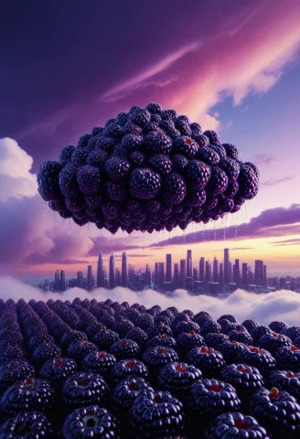 8k, Raw Digital Photo, Blackberryworld Cloud Formation, Enor... — SDXL AI Prompt: 8k, Raw digital photo, blackberryworld cloud formation, enormous clusters of rou...