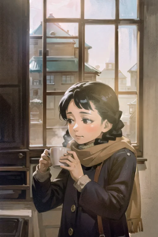 1girl, Solo, Black Hair, Braid, Indoors, Upper Body, Closed...
