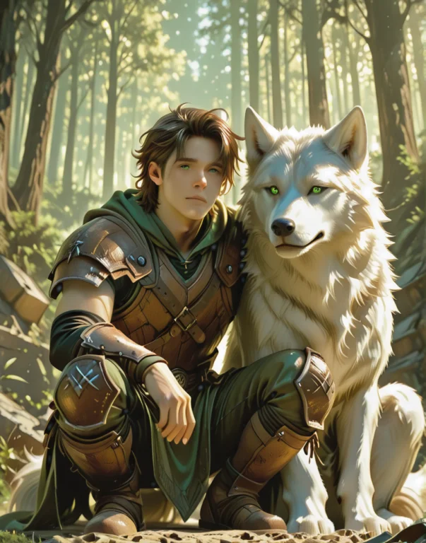 In The Style Of Ckpf, 1girl, Forest Hunter, Male Focus, With...