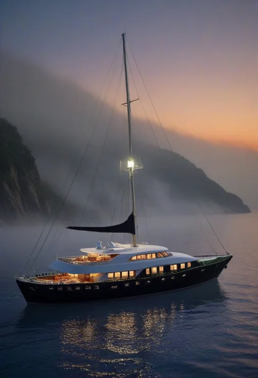 Blackberryworld, Yacht In Harbor, Sunset, Twilight, Fog, Cin...