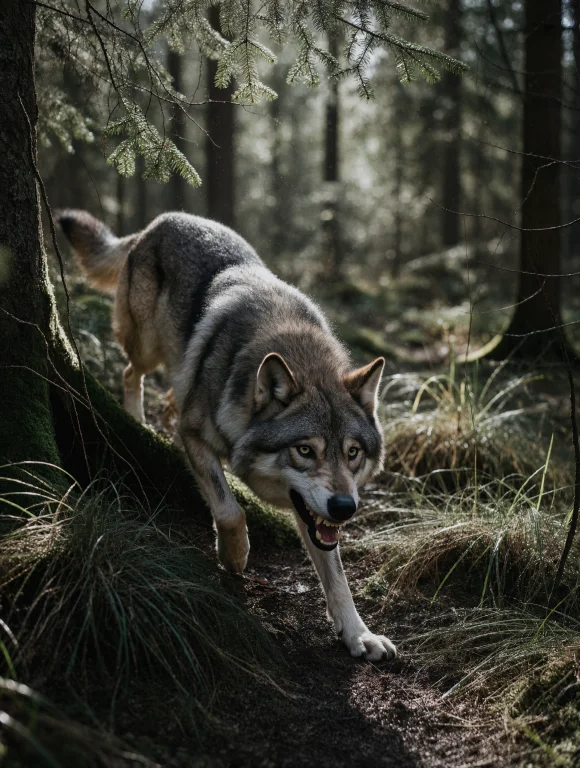 Photorealistic Live-action Cinematic Shot In A Dense, Shadow...