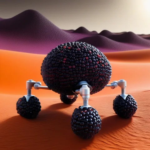 A Small, Ancient-style Rover Traversing A Dusty Orange Marti... — SDXL AI Prompt: A small, ancient-style rover traversing a dusty orange Martian-like landscape. T...