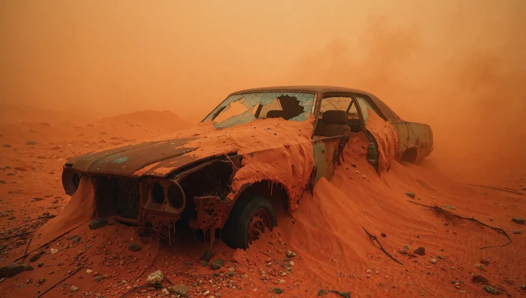 This Is A Post-apocalyptic Scene. The Central Focus Is A Hea...