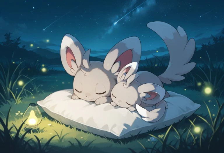 Minccino, Pokemon, Full Body, Closed Eyes, Outdoors, Sky, Ly...