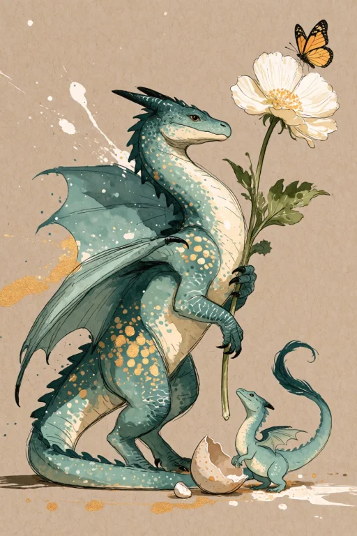 Midjourney A Watercolor And Ink Illustration Of Two Light Te...