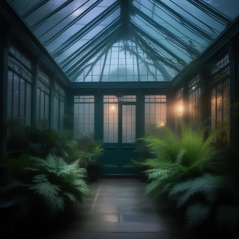 A Victorian Glasshouse Conservatory Full Of Ferns, Portrait...