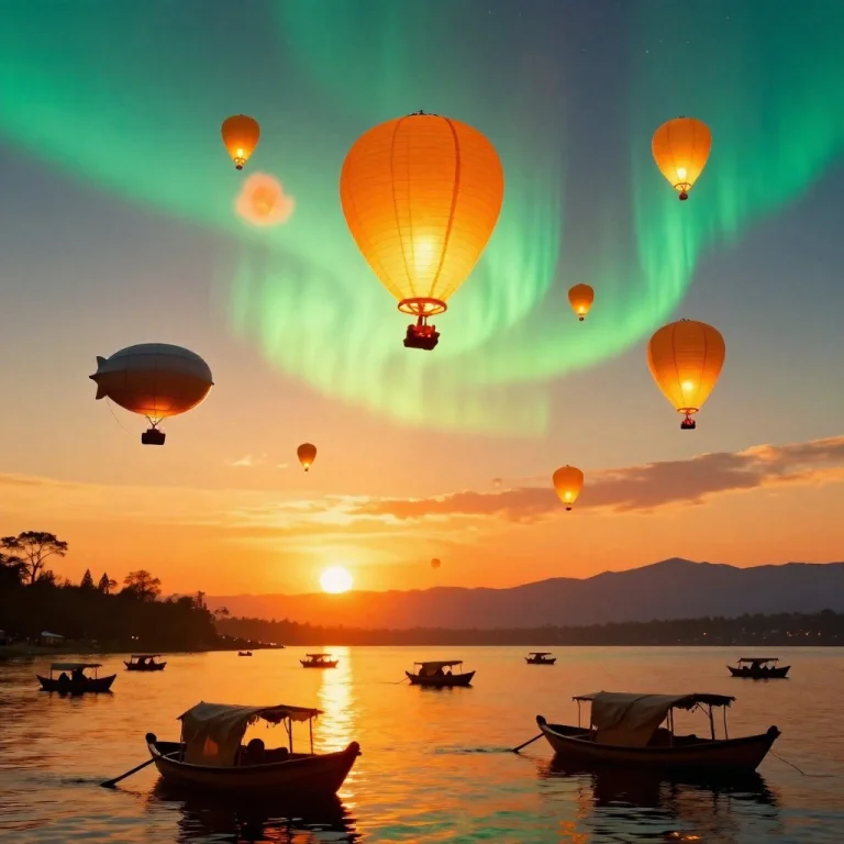 A Floating Market Of Airships And Paper Lanterns, Classical...