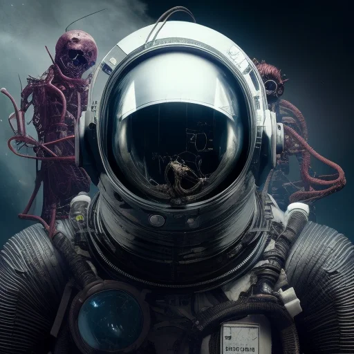 Humanoid Creature In A Space Suit Standing On Alie Planet, C...