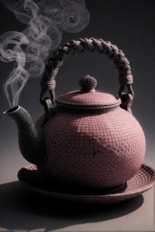 3dworld , A Plump Teapot Of Dusty-rose Tattooed Leather, Spo...
