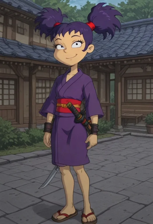 Kimifinster, 1girl, Solo, Purple Hair, Twin Tails, Barefoot,...