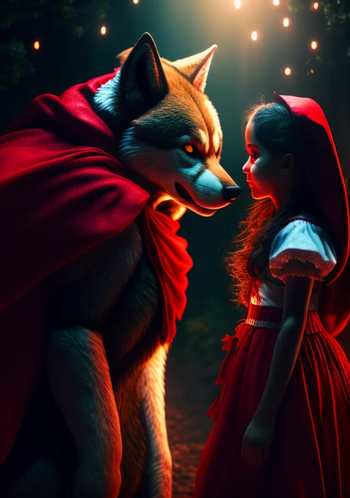 The Big Bad Wolf Fighting With Little Red Riding Hood, Cinem...