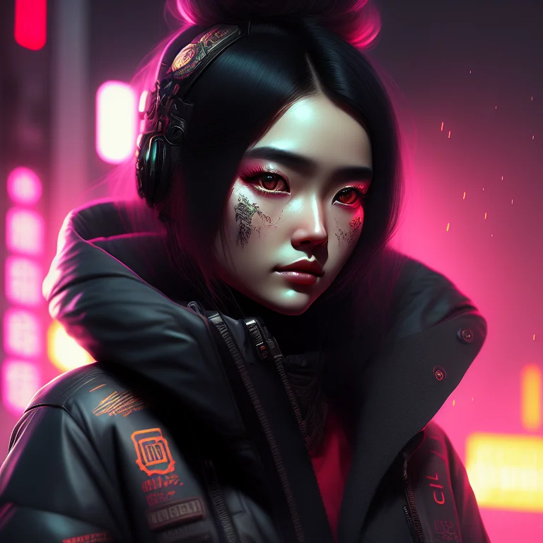 Dreamlikeart Pltn Style, Detailed Portrait Neon Operator Gir...