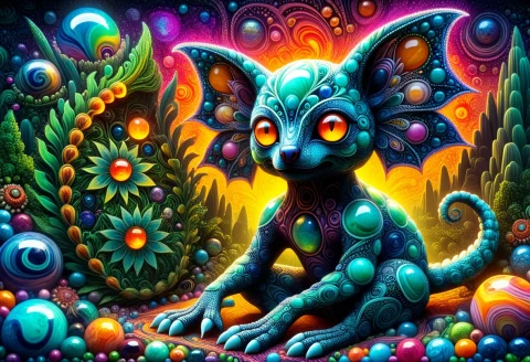 Thick Textured Psychedelic Zentangle Ayahuasca Vision Creepy... — SDXL AI Prompt: THICK TEXTURED psychedelic ZENTANGLE Ayahuasca vision Creepy-cute marble and gla...