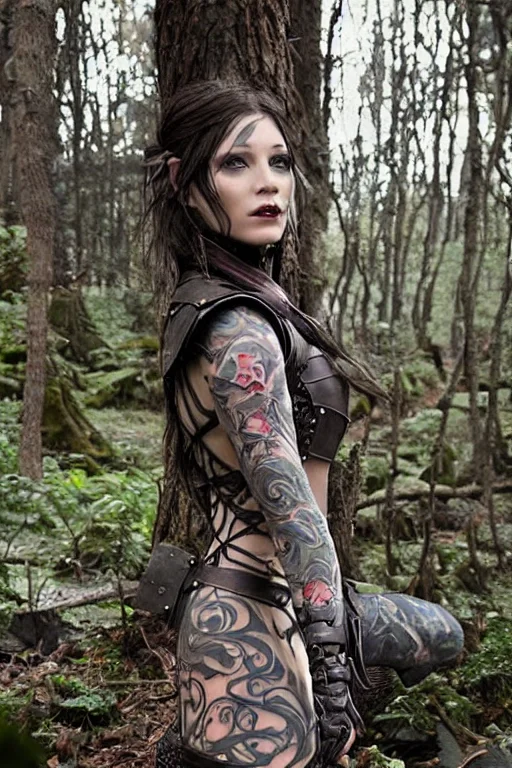 Colour Picture Epic Fantasy Tattooed Female Elf Wizard S Wea...
