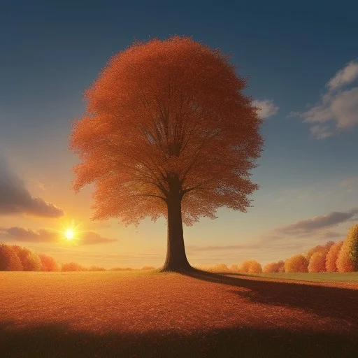 , Autumn, ,sun,cloud, Sky, Tree,