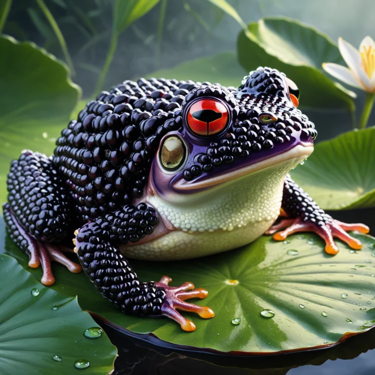 Blackberryworld, A Frog Made Entirely Of Glossy Dark Purple-...