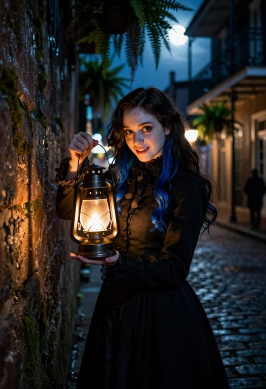 A Close-up Portrait Of A Cute 23-year-old Ghost Tour Guide W...