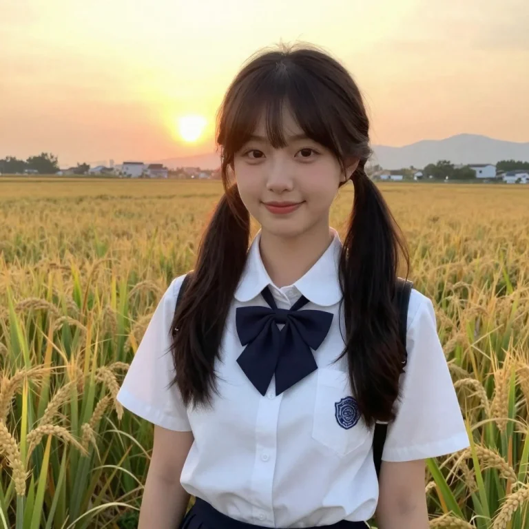Cute Korean Girl, , School Girl , 18yo, Happy, , Ponytails,...
