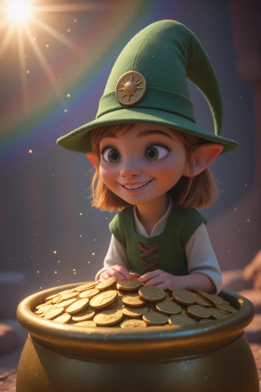 1girl, Happy, A Little Leprechaun, Leprechaun Clothes, Green...