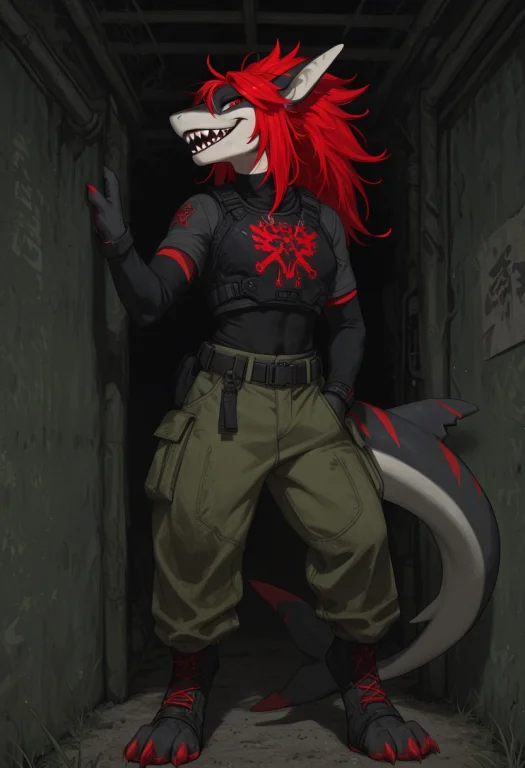 Furry Shark Female. A Wideopen Mouth . Athletic Build. . Dou...