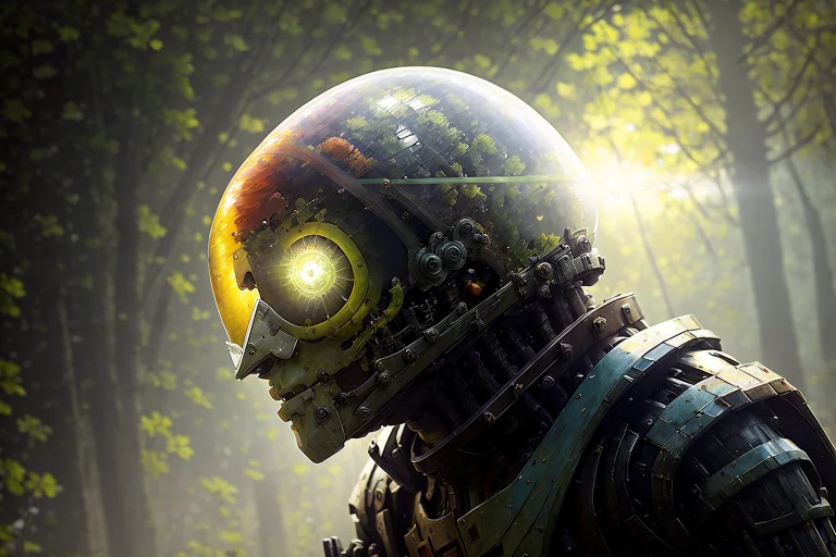 Sci-fi, A Corpse Of A Giant Robot Lying In The Rain, Style-p...