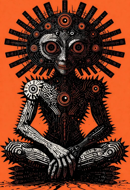 Xibalba A Minimalist 2d Vector Art Illustration Of A Massive...