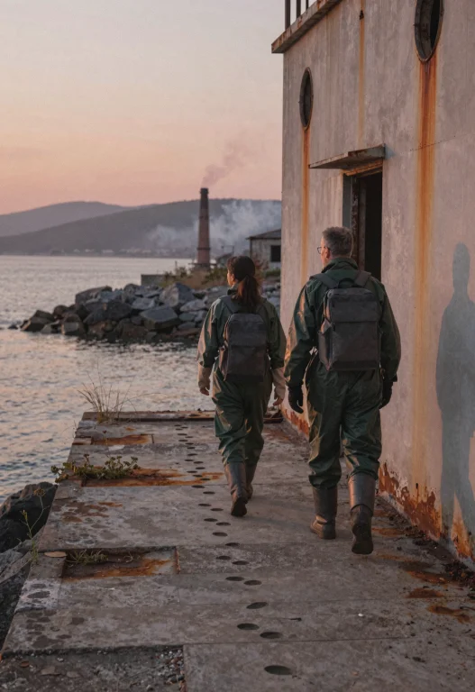 A Photograph Captures Two Adults Walking Along The Edge Of A...