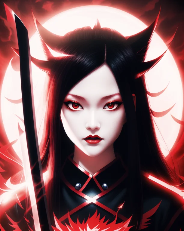 Black Hair Pale Black Bat Wings Aylo Sharp Focus Hand Drawn...