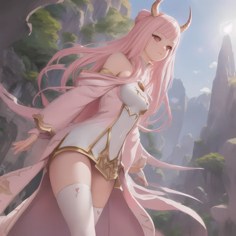 A Highly Detailed Illustration Of Cute Smug Pink Haired Pale...