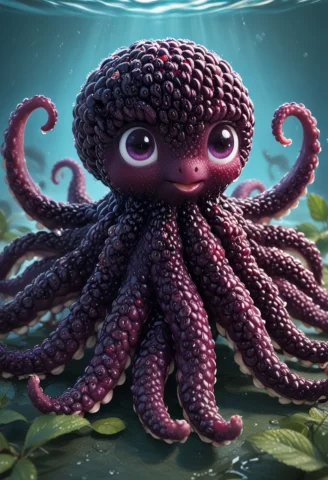 Blackberryworld, A Cute Octopus, — SDXL AI Prompt: blackberryworld, a cute octopus,