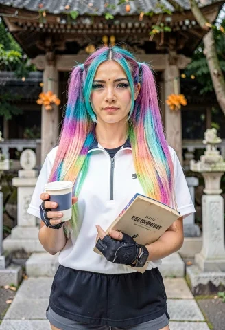 1other, Solo, Very Long Hair, Gradient Hair, Twintails, Hete... — Stable Diffusion AI Prompt: 1other, solo, very long hair, gradient hair, twintails, heterochromia, sportswea...