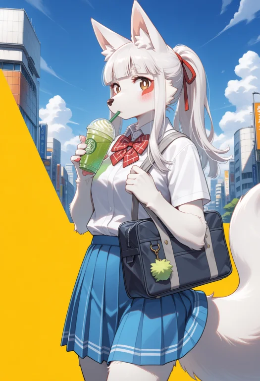 Ojktfushimitamamo, Furry Female, 1girl, Solo, White Hair, Po...