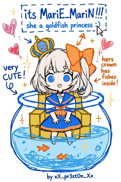 Ms Paint Fanart Of Vtuber Marimarien In Her Blue And Orange...