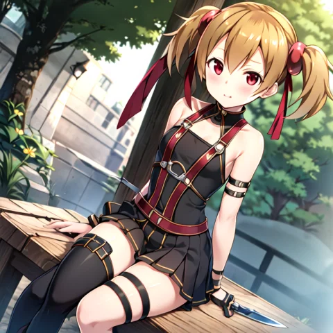 Best Quality, A Gir Sat In A Bench, Knifethighstrap — Stable Diffusion AI Prompt: best quality, a gir sat in a bench, knife_thigh_strap