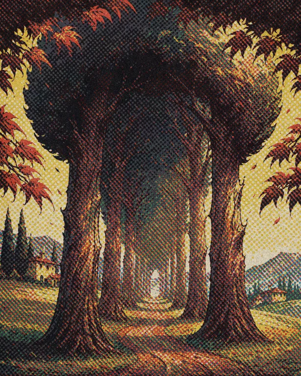 In The Style Of J Scott Campbell. A Tree-lined Avenue Of Mas...
