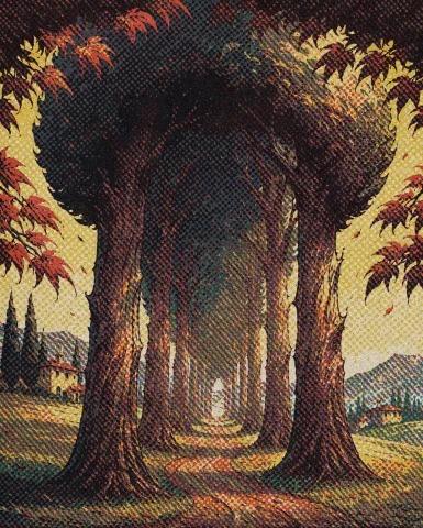 In The Style Of J Scott Campbell. A Tree-lined Avenue Of Mas... — Stable Diffusion AI Prompt: / In the style of J Scott Campbell./ A tree-lined avenue of massive cypress trun...