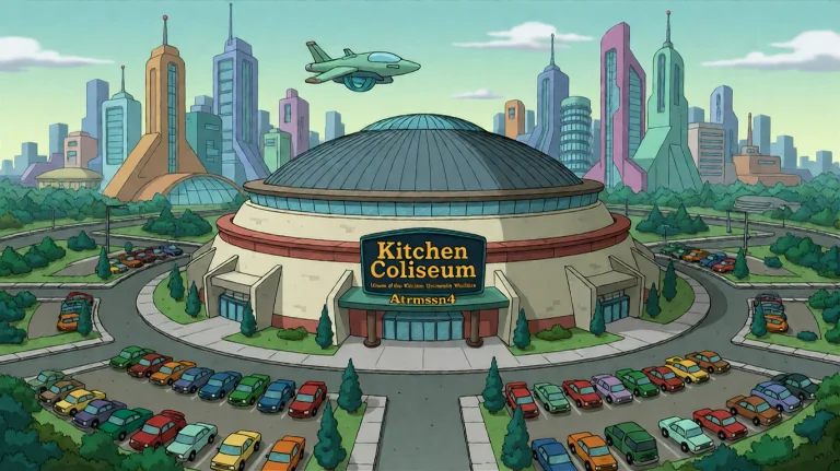 Ftrmssn4, A Large, Dome-shaped Coliseum With A Sign Reading...