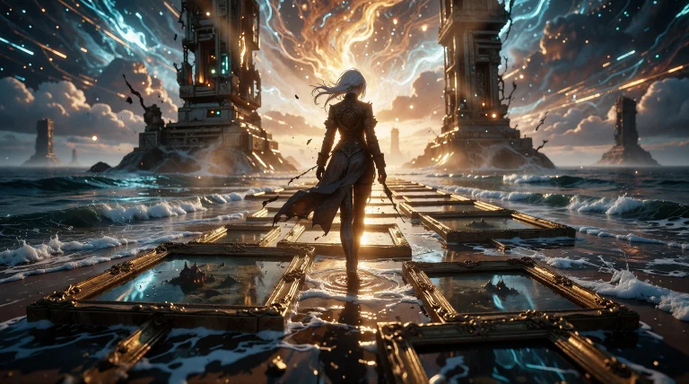 A Digital Illustration Piece Depicting A Goddess Standing Am...