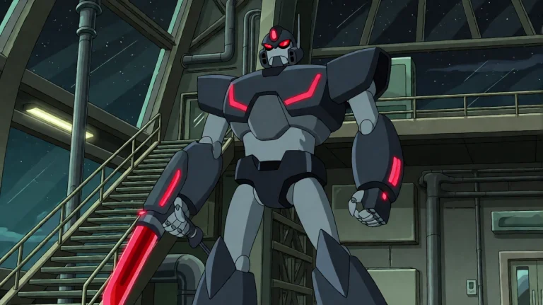 Rckandmrty6, A Towering, Heavily Armored Robot With Glowing...