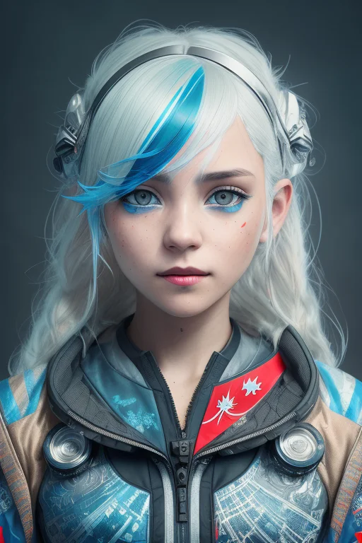 Girl, White Hair, 4k, Techwear, Hyperrealism, Realistic, Hyp...