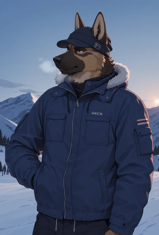 Male Anthro German Shepherd, Multicolored Fur, Solo, Jacket,...