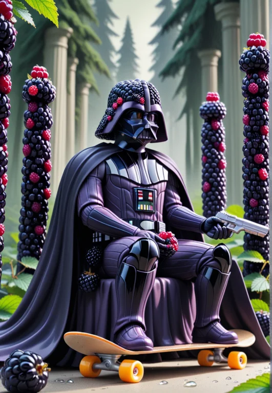 A Blackberry-themed Darth Vader Figure, Clad In Purple Attir...