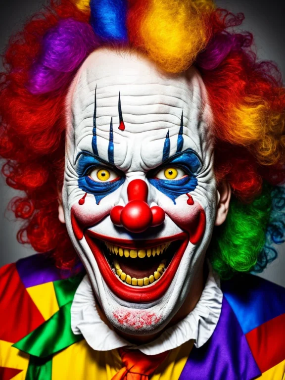 A Portrait Wide Angle Photo At Sadistic Jocker With Defined...
