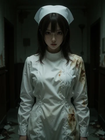 Realism, Cinematic Hyper-realistic Photo, An Eerie Nurse In... — Stable Diffusion AI Prompt: Realism, Cinematic hyper-realistic photo, An eerie nurse in an abandoned gothic...