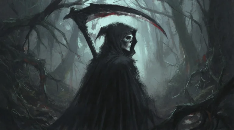 A Gothic Horror Digital Illustration Of The Grim Reaper Emer...