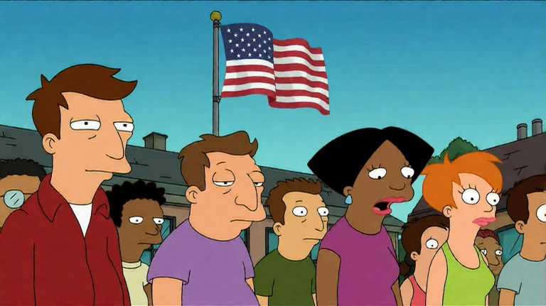 Ftrmssn5, A Group Of Animated Figures Stands In A Line Outdo...