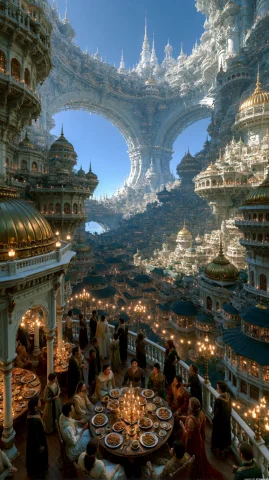 Cxsstyle, The Image Shows A Sprawling, Multi-tiered City Bui... — Stable Diffusion AI Prompt: cxs_Style, The image shows a sprawling, multi-tiered city built into the interio...